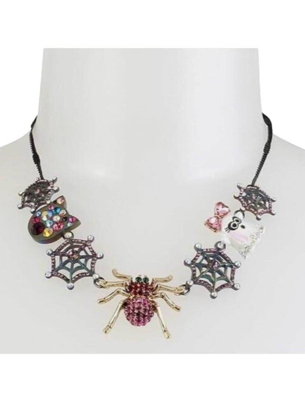 Betsey Johnson Boo To You Halloween Spider Mix Charm Necklace NWT $75